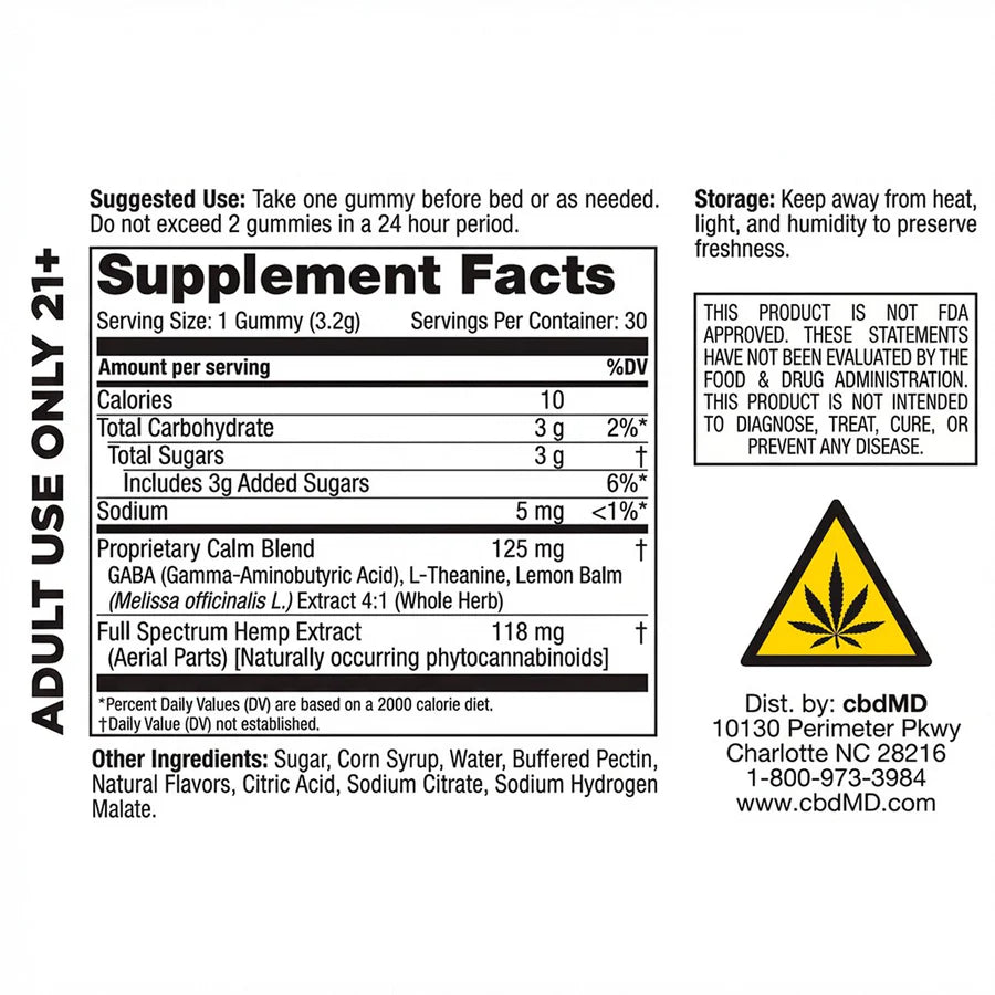 Gomitas CBD Full Spectrum - CbdMD Calm®  | Fuertes / Nocturnas