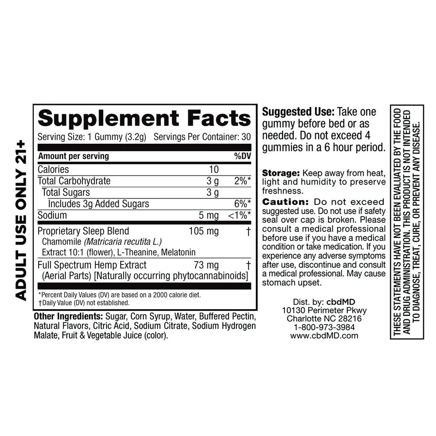 Gomitas CBD Full Spectrum - CbdMD Sleep®  | Relajantes / Uso Ocasional